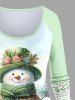 Christmas Tree Ball Snowman Snowflake Zig Zag Geometric Floral Print Plus Size Matching Set -  