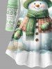 Christmas Tree Ball Snowman Snowflake Zig Zag Geometric Floral Print Plus Size Matching Set -  