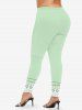 Christmas Tree Ball Snowman Snowflake Zig Zag Geometric Floral Print Plus Size Matching Set -  