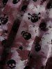 Plus Size Skull Star Flocking Tie Dye Print Mesh Lace Trim Ruched Chains Panel Tank Top -  