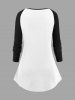 Plus Size Christmas Hat Cat Letters Print Long Sleeves T-shirt -  