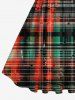 Plus Size Christmas Plaid Music Symbol Snowflake Print Vintage Swing A Line Dress -  