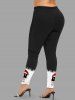 Plus Size Christmas Hat Cat Letters Print Leggings -  