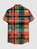 Plus Size Christmas Plaid Music Symbol Print Button Pocket Shirt For Men -  
