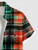 Plus Size Christmas Plaid Music Symbol Print Button Pocket Shirt For Men -  