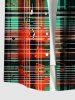 Plus Size Christmas Plaid Music Symbol Print Button Pocket Shirt For Men -  
