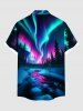 Chemise à Boutons avec Poche Kangourou Imprimé Arbre et Galaxie Colorée Grande-Taille pour Hommes - Multi-A 4XL