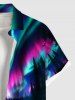 Chemise à Boutons avec Poche Kangourou Imprimé Arbre et Galaxie Colorée Grande-Taille pour Hommes - Multi-A 4XL