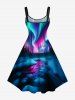 Plus Size Christmas Tree Colorful Aurora Galaxy River Print A Line Tank Dress -  