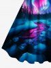 Plus Size Christmas Tree Colorful Aurora Galaxy River Print A Line Tank Dress -  