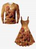 Robe Débardeur Imprimé Flocon de Neige Au Gingembre Grande Taille - café XS