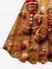 Plus Size Christmas Gingerbread Snowflake Print Tank Dress -  