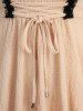 Plus Size Bowknot Lace Trim Lace-up Two Tone Textured Tank Top -  