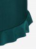 Mermaid Print Lace Up Three Piece Tankini Swimsuit -  