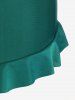 Mermaid Print Lace Up Three Piece Tankini Swimsuit -  