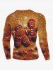 T-shirt Imprimé Flocon de Neige de Noël Grande Taille pour Homme - Orange Foncé 2XL