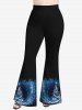 Plus Size Christmas Tree Star Glitter 3D Print Flare Pants -  