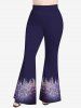 Plus Size Christmas Snowflake Glitter 3D Print Flare Pants -  