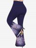Plus Size Christmas Snowflake Glitter 3D Print Flare Pants -  
