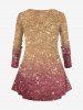 Plus Size Christmas Gingerbread Holy Fruit Leaf Sparkling Sequin 3D Print T-shirt -  
