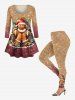 Plus Size Christmas Gingerbread Holy Fruit Leaf Sparkling Sequin 3D Print T-shirt -  