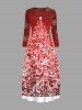 Christmas Tree Floral Snowflake Ombre Print Pockets Long Sleeve Maxi Dress -  