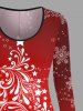 Christmas Tree Floral Snowflake Ombre Print Pockets Long Sleeve Maxi Dress -  