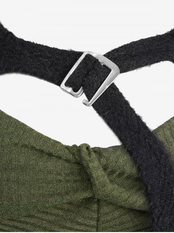 Ribbed Cami Top Sweater and Buckle Fluffy Shrug Top and Button Wide Leg Pants Plus Size Outfit
