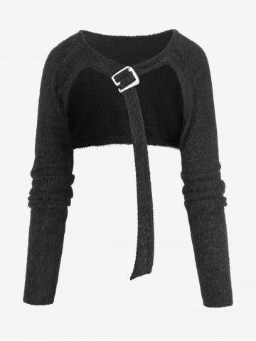 Ribbed Cami Top Sweater and Buckle Fluffy Shrug Top and Button Wide Leg Pants Plus Size Outfit