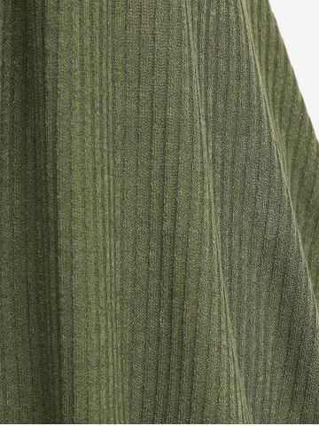 Ribbed Cami Top Sweater and Buckle Fluffy Shrug Top and Button Wide Leg Pants Plus Size Outfit