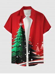 Chemise Imprimé Élément de Noël Grande Taille avec Poches - Rouge XL