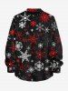 Plus Size Christmas Snowflake Print Buttons Pocket Long Sleeve Shirt For Men -  