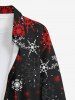 Plus Size Christmas Snowflake Print Buttons Pocket Long Sleeve Shirt For Men -  