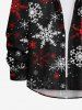 Plus Size Christmas Snowflake Print Buttons Pocket Long Sleeve Shirt For Men -  