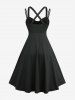 Robe Asymétrique Feuille Fleur Imprimée à Ourlet en Dentelle de Grande Taille à Lacets - Noir 5x | US 30-32