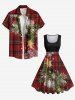 Plus Size Christmas Tree Snowflake Star Plaid Print Vintage Swing A Line Dress -  