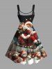 Plus Size Christmas Hat Snowman Santa Claus Ombre Galaxy Print A Line Dress -  