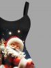 Plus Size Christmas Hat Snowman Santa Claus Ombre Galaxy Print A Line Dress -  