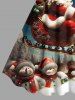 Plus Size Christmas Hat Snowman Santa Claus Ombre Galaxy Print A Line Dress -  
