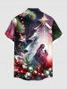 Chemise Boutonnée Ombrée Imprimé Sapin de Noël Grande Taille avec Poche pour Homme - Multi-A L