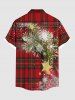 Chemise à Carreaux Etoile Flocon de Neige et Sapin de Noël Imprimés Boutonnée avec Poche de Grande Taille pour Homme - Rouge XL