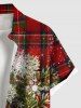Chemise à Carreaux Etoile Flocon de Neige et Sapin de Noël Imprimés Boutonnée avec Poche de Grande Taille pour Homme - Rouge XL