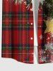 Chemise à Carreaux Etoile Flocon de Neige et Sapin de Noël Imprimés Boutonnée avec Poche de Grande Taille pour Homme - Rouge XL