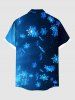 Plus Size Christmas Snowflake Ombre Galaxy Print Button Pocket Shirt For Men -  