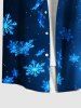 Plus Size Christmas Snowflake Ombre Galaxy Print Button Pocket Shirt For Men -  
