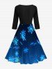 Robe Mi-longue Imprimé Galaxie de Noël et Flocon de Neige - Noir M