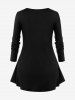 Plus Size Glitter Christmas Tree Ball Leopard Bowknot Stars Print Long Sleeves T-shirt -  