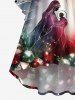 Plus Size Gemstone Christmas Tree Jesus Birth Print Ombre Ruched High Low Asymmetric Dress -  
