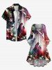 Plus Size Gemstone Christmas Tree Jesus Birth Print Ombre Ruched High Low Asymmetric Dress -  