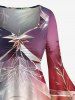 Plus Size Gemstone Christmas Tree Jesus Birth Print Ombre Ruched High Low Asymmetric Dress -  